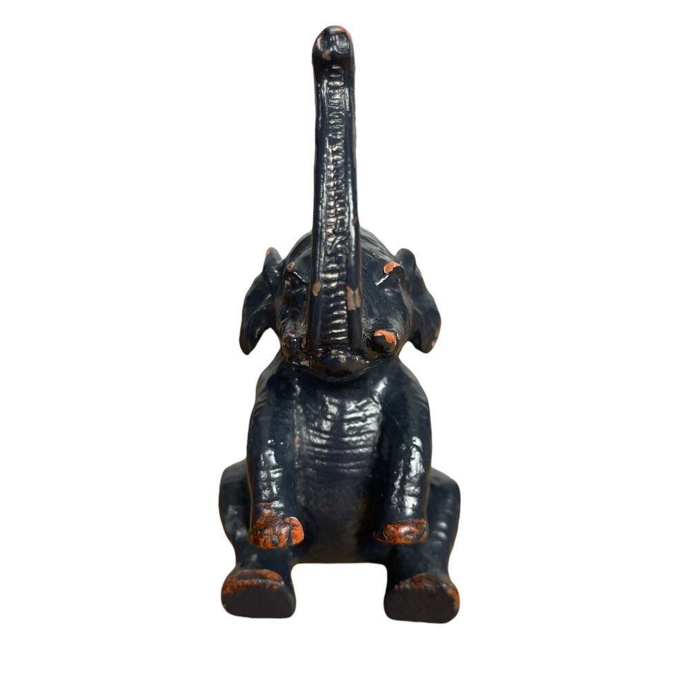 Vintage Cast Iron Elephant Ring Holder Dark Gray 9.2 oz Boho Hippie Animal